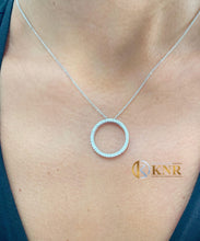 Load image into Gallery viewer, Round Cut Natural Diamonds Necklace Set In 14K Solid White Gold Pendent And Chain Circle Of Love Life Bridal Wedding Anniversary Gift 0.65ct