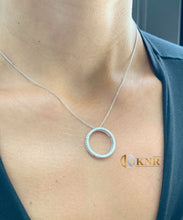 Load image into Gallery viewer, Round Cut Natural Diamonds Necklace Set In 14K Solid White Gold Pendent And Chain Circle Of Love Life Bridal Wedding Anniversary Gift 0.65ct