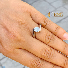 Load image into Gallery viewer, 14k Solid And Heavy White Gold Round Cut Natural Diamond Engagement Ring Tension Set Ring Solitaire Ring Wedding Ring 1.00ctw