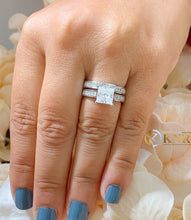 Load image into Gallery viewer, GIA Certified 14k Solid White Gold Princess Cut Diamond Engagement Ring And Band, Wedding Bridal Set 3.50ctw F-VS2