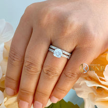 Load image into Gallery viewer, GIA Certified Cushion And Round Cut Sides Natural Diamond Engagement Ring And Band Halo Bridal Wedding Bridal Set 14k Solid White Gold 1.50