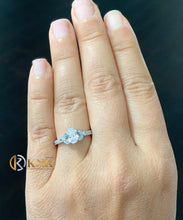 Load image into Gallery viewer, Pear Shape Moissanite Engagement Ring And Round Cut Sides 14k Solid White Gold Antique Deco Style Bridal Ring Filigree Wedding Ring 1.20ctw