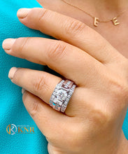 Load image into Gallery viewer, GIA Certified Round Cut Natural Diamond Engagement Ring And Two Matching Bands Tension Set Wedding Set 14k Solid And Heavy White Gold 2.25ct