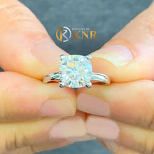 Load image into Gallery viewer, Round Cut Moissanite Engagement Ring Bridal Ring Wedding Ring Anniversary 14k Solid White Gold Four prong set Moissanite Solitaire Ring 1.20