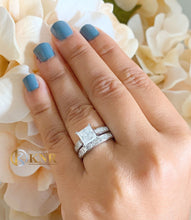 Load image into Gallery viewer, GIA Certified 14k Solid White Gold Princess Cut Diamond Engagement Ring And Band, Wedding Bridal Set 3.50ctw F-VS2