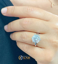 Load image into Gallery viewer, Large FIVE Carat Round Cut Moissanite Engagement Ring Solitaire Set Bridal Ring Prong Set Wedding Ring in 14k Solid White Gold Ring For Her