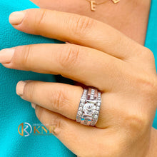 Load image into Gallery viewer, GIA Certified Round Cut Natural Diamond Engagement Ring And Two Matching Bands Tension Set Wedding Set 14k Solid And Heavy White Gold 2.25ct
