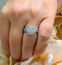 Load image into Gallery viewer, Round Cut Diamond Engagement Ring And Matching Band Bezel Set Antique Filigree Style Wedding Set IGI Certified 14k Solid White Gold 1.70ctw