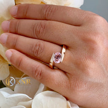 Load image into Gallery viewer, Natural Oval Cut morganite Ring Tension Set Engagement Ring Solitaire Bridal Wedding Ring Women's Propose Ring In 14k Solid Rose Gold 1.20ct