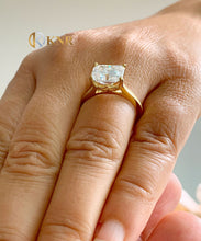 Load image into Gallery viewer, Radiant Cut Moissanite Engagement Ring Women's Solitaire Bridal Four Prong Set 14k Solid Yellow Gold Wedding Ring Filigree Edging Style 3.50