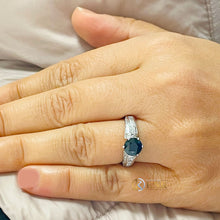 Load image into Gallery viewer, Round Cut Natural Sapphire And Natural Diamond Ring Wedding Ring Princess Cut Bridal Anniversary Ring Filigree 14K Solid White Gold 2.35ctw