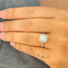 Load image into Gallery viewer, IGI Certified Cushion Cut And Round Cut Diamond Engagement Ring Halo Bridal Wedding Ring Propose Women's Ring 14K Solid White Gold 2.00ctw
