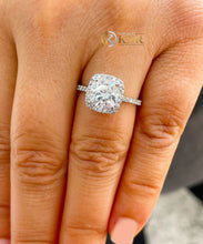 Load image into Gallery viewer, IGI Certified Cushion Cut And Round Cut Diamond Engagement Ring Halo Bridal Wedding Ring Propose Women's Ring 14K Solid White Gold 2.00ctw