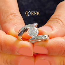 Load image into Gallery viewer, Round Cut Moissanite Engagement Ring Tension Set Design Solitaire Style Ring Unique Propose Ring Set In 14k Solid And Heavy White Gold 1.00