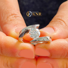 Load image into Gallery viewer, Round Cut Engagement Ring Tension Set Solitaire Engagement Ring IGI Certified 14k Solid And Heavy White Gold Bridal Wedding Ring 1.00ctw