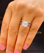 Load image into Gallery viewer, GIA 14k Solid Rose Gold Cushion Cut and Round Cut Diamond Engagement Ring And Band Art Deco Halo Wedding Set 3.00ct F-VS2