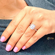 Load image into Gallery viewer, Radiant Cut Moissanite And Round Cut Sides Natural Diamonds Engagement Ring For Her Bridal Ring 14k Solid Rose Gold Wedding Ring 3.80ctw