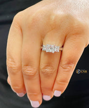 Load image into Gallery viewer, Princess Cut Moissanite Engagement Ring Three Stone Style Wedding Bridal Ring In 14k Solid White Gold Ring For Her Minimalist Style 2.50ctw