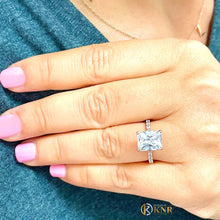 Load image into Gallery viewer, Radiant Cut Moissanite And Round Cut Sides Natural Diamonds Engagement Ring For Her Bridal Ring 14k Solid Rose Gold Wedding Ring 3.80ctw