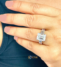 Load image into Gallery viewer, Emerald Cut Moissanite Engagement Ring Set In 14k Solid And Heavy White Gold Bridal Ring Wedding Propose Ring Prong Set Women's Ring 6.00ctw