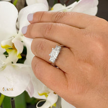 Load image into Gallery viewer, Princess Cut Moissanite Engagement Ring Three Stone Style Wedding Bridal Ring In 14k Solid White Gold Ring For Her Minimalist Style 2.50ctw