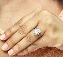 Load image into Gallery viewer, Cushion Cut Moissanite And Round Cut Sides Engagement Ring In 14K Solid Rose Gold Four Prong set Wedding Bridal Ring Minimalist Style 5.00ct