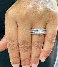 Load image into Gallery viewer, GIA Certified Round Cut Natural Diamond Engagement Ring And Two Matching Bands Wedding Set 14K Solid White Gold Three Piece Wedding Set 1.70