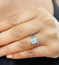 Load image into Gallery viewer, Round Cut Moissanite Engagement Ring And Matching Band Wedding Set Bridal Ring And Band Set Set In 14K Solid White Gold Ring Set 1.90ctw