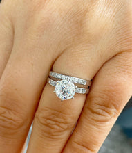 Load image into Gallery viewer, Round Cut Moissanite Engagement Ring And Matching Band Wedding Set Bridal Ring And Band Set Set In 14K Solid White Gold Ring Set 1.90ctw