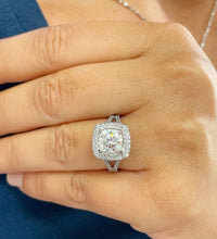 Load image into Gallery viewer, EGL USA Certified Round Cut Natural Diamond Engagement Ring Double Halo Bridal Wedding Ring Halo Split Shanks Design Diamond Ring 2.50ctw
