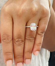 Load image into Gallery viewer, Cushion Cut Center Moissanite And Round Cut Sides Engagement Ring Four Prong set Bridal Wedding Ring For Her In 14K Solid Yellow Gold 5.00ct