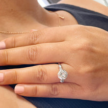 Load image into Gallery viewer, 14k Solid White Gold Round and Baguettes Cut Natural Diamond Engagement Ring 1.74ctw