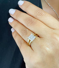 Load image into Gallery viewer, Princess Cut Moissanite Engagement Ring Solitaire Ring Split Shank 14k Solid Yellow Gold Bridal Ring Four Prong Set Wedding Ring 3.00ct