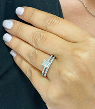 Load image into Gallery viewer, Princess Cut Center Moissanite And Round Cut Sides Engagement Ring And Matching Band For Her 14k Solid White Gold Wedding Bridal Set 2.00ct
