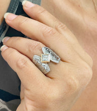 Load image into Gallery viewer, Princess Cut Moissanite Engagement Ring Deco Bridal Wedding Ring Bezel Set Solitaire Bridal Ring 14K Solid And Heavy White Gold 1.00ctw