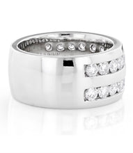 Load image into Gallery viewer, Round Cut Natural Diamonds Ring Men's 14K Solid And Heavy White Gold Diamond Band Channel Set Style Men's Wedding Ring Band For Him 2.00ctw