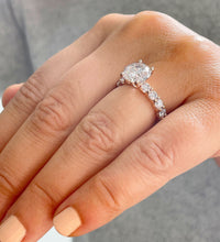 Load image into Gallery viewer, Round Cut Moissanites Engagement Ring Eternity Style Prong Set Wedding Ring Women's Bridal Ring In 14K Solid Rose Gold Eternity Ring 4.00ctw