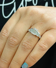 Load image into Gallery viewer, Emerald Cut Moissanite Center And Princess Cut And Baguettes Cut Sides Cvd Diamond Engagement Ring Wedding Ring 14k Solid White Gold 3.00ctw