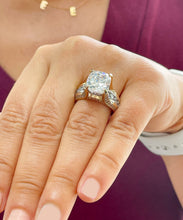 Load image into Gallery viewer, Cushion Cut Moissanite And cvd Round Cut Side Diamond Engagement Ring 14k Solid And Heavy Yellow And White Gold Wedding Ring 6.50ctw