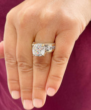 Load image into Gallery viewer, Cushion Cut Moissanite And cvd Round Cut Side Diamond Engagement Ring 14k Solid And Heavy Yellow And White Gold Wedding Ring 6.50ctw