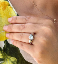 Load image into Gallery viewer, Round Cut Moissanite Engagement Ring Solitaire Tension Set Style In 14k Solid White Gold Propose Ring Semi Tension Set Wedding Ring 1.00ctw
