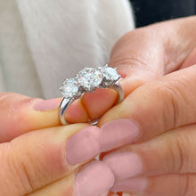 Load image into Gallery viewer, Round Cut Engagement Ring Three Stone Style IGI Certified Set In 14k Solid White Gold Wedding Ring Prong Set Bridal Ring Prong Set 2.00ctw
