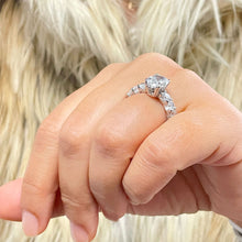 Load image into Gallery viewer, Oval Shape Moissanite And Round Cut Sides Engagement Ring Prong Set Eternity Style Set In 14k Solid White Gold Wedding Bridal Ring 5.00ctw