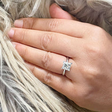 Load image into Gallery viewer, IGI Certified Princess Cut Diamond Engagement Ring Deco Bridal Wedding Ring Solitaire Four Prong Set Ring 14k Solid White Gold 1.50ct F-VS2