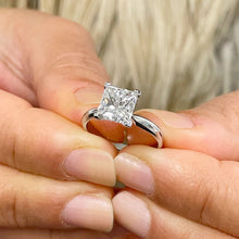 Load image into Gallery viewer, Princess Cut Moissanite Engagement Ring Solitaire In 14k Solid White Gold Bridal Ring Wedding Anniversary Solitaire Four Prong Setting 1.50