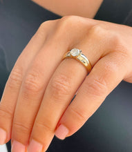 Load image into Gallery viewer, Round Cut Moissanite Engagement Ring Solitaire Semi Bezel Set Bridal Ring In 14k Solid Yellow Gold Wedding Ring Propose Ring For Her 1.00ct