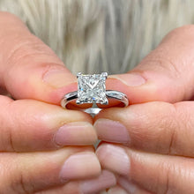 Load image into Gallery viewer, Princess Cut Moissanite Engagement Ring Solitaire In 14k Solid White Gold Bridal Ring Wedding Anniversary Solitaire Four Prong Setting 1.50