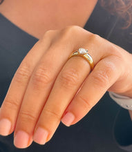 Load image into Gallery viewer, Round Cut Moissanite Engagement Ring Solitaire Semi Bezel Set Bridal Ring In 14k Solid Yellow Gold Wedding Ring Propose Ring For Her 1.00ct