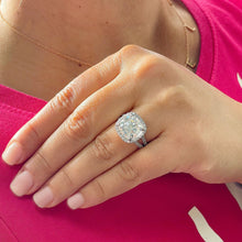 Load image into Gallery viewer, Cushion Cut Moissanite And Round Cut Sides Cvd Diamond Engagement Ring 14k Solid White Gold Halo Bridal Wedding Ring Split Shank 5.70ctw