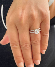 Load image into Gallery viewer, Cushion Cut Moissanite and Round Cut Sides Cvd Diamond Engagement Ring And Matching Band 14k Solid Rose Gold Wedding Bridal Set 2.10ctw